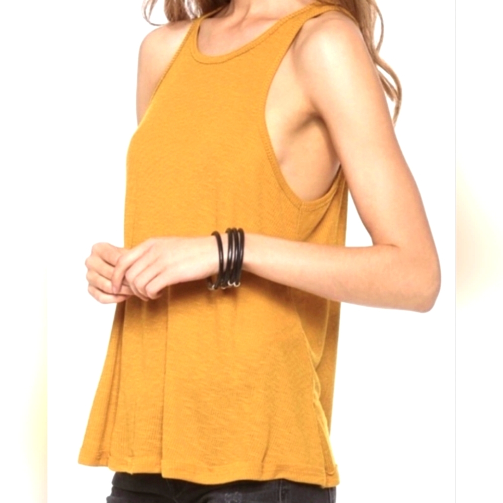 Free People Ribbed Racerback Tank Top Size S Oversized - Picture 4 of 10